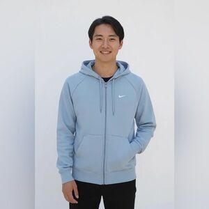 NIKE | Baby Blue Zip Through Hoodie Open Sides Pockets Size Small
